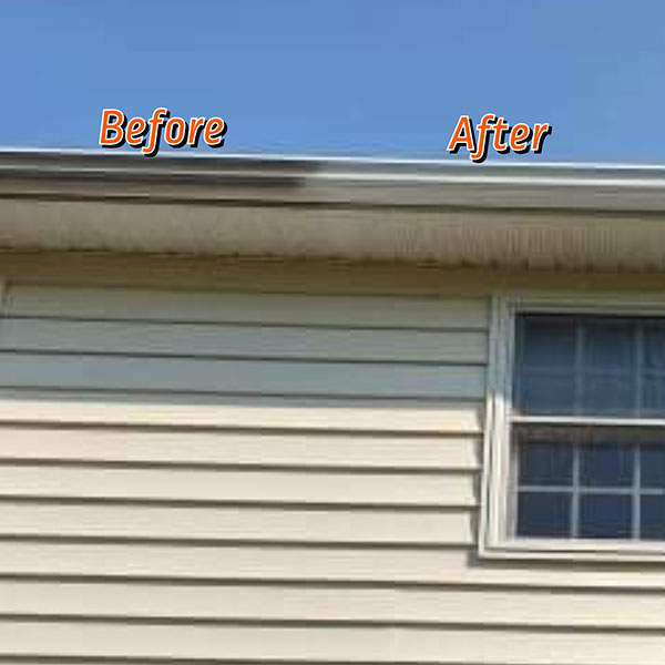 Gutter cleaning and brightening before and after